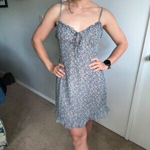 Floral Smocked Mini Dress with Cutout Front